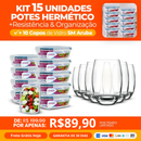 Promoção  Kit 15 Potes Herméticos + 10 Copos Vidro Aruba